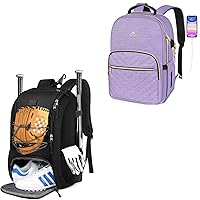 MATEIN Youth Baseball Bag, Softball Bag with Cleats Pocket for Girls, Boys, Adult, Laptop Backpack for Women, Anti Theft 15.6 inch College School Bookbag for Girls with USB Charging Port