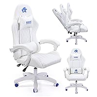 Sonic the Hedgehog Gaming Chair - Premium PU Leather, Reclining Armrest, Class 4 Gaslift, Adjustable 90-135 Degrees, Stylish Design for Adults and Teens, 260+ Lbs Capacity, Blue-White Caster