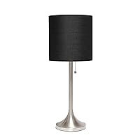 Simple Designs LT1076-BNB Tapered Fabric Drum Shade Table Lamp, Brushed Nickel and Black(Pack of 4)