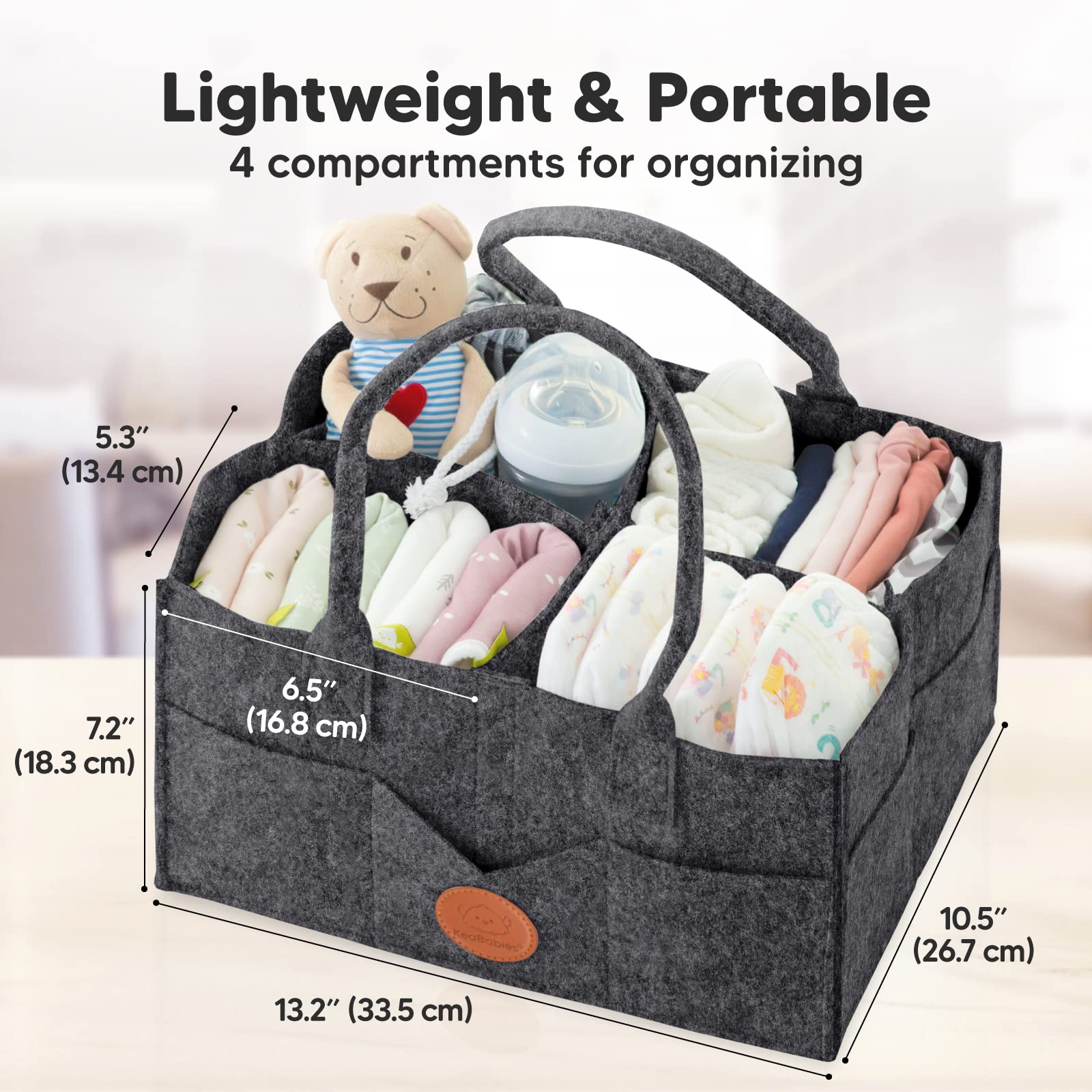 KeaBabies Baby Wrap Carrier and KeaBabies Diaper Caddy Organizer - All in 1 Original Breathable Baby Sling, Baby Organizer for Nursery, Lightweight,Hands Free Baby Carrier Sling