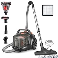 Aspiron Canister Vacuum Cleaner, 1200W Lightweight Bagless Vacuum Cleaner, 3.7QT Capacity, Automatic Cord Rewind, 5 Tools, HEPA Filter, Pet Friendly Vacuum Cleaner for Hard Floors, Pet Hair, Carpet