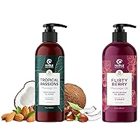 Scented Sensual Massage Oil for Couples - Tropical and Berry Full Body Massage Oils with Jojoba Coconut and Sweet Almond Oil with Sweet Aromas for Special Moments - Non GMO Gluten Free and Vegan