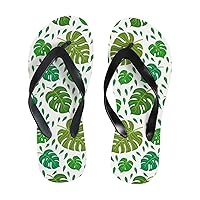Vantaso Slim Flip Flops for Women Bright Summer Tropical Leaves Yoga Mat Thong Sandals Casual Slippers