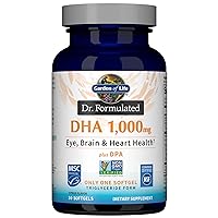Garden of Life Dr. Formulated Once Daily 1000mg DHA Fish Oil + DPA in Triglyceride Form Softgels, Single Source Omega 3 Supplement for Ultimate Eye, Brain & Heart Health, Lemon, 30 Count Garden of Life Dr. Formulated Once Daily 1000mg DHA Fish Oil + DPA in Triglyceride Form Softgels, Single Source Omega 3 Supplement for Ultimate Eye, Brain & Heart Health, Lemon, 30 Count