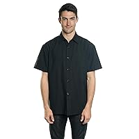 Men's Casual Checkered Relaxed Fit Button Up Short Sleeve Work Shirt