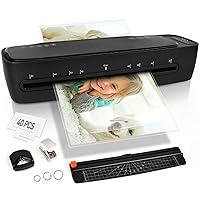 Laminator 13 Inch A3 Laminator Machine, 9 in 1 Desktop Thermal Laminator Never Jam 40 Laminating Pouches, Paper Trimmer and Corner Rounder, 1Min Fast Warm-Up Home Office School Use, Black