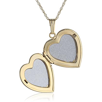 Amazon Collection 14k Yellow Gold Heart Locket Necklace with Diamond-Accent