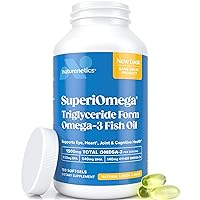 Triglyceride Omega 3 Fish Oil for Dry Eyes, Joint, Heart and Brain Health | Dry Eye Supplement | Triglyceride Omega 3 Supplement With High EPA & DHA | Lemon Flavor Omega 3 Fatty Acid Supplements | 180