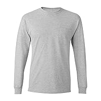 Hanes Men's Tagless Long Sleeve T-Shirt with a Pocket - Medium - Light Blue