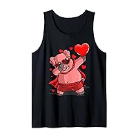 Dabbing Turtle Funny Dab Dance Valentine Day Pig Lover Tank Top