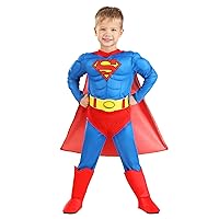Toddler Classic Superman Costume, Red & Blue Superhero Suit & Red Cape for Movie Hero Comic Cosplay & Halloween