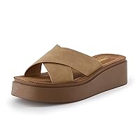 CUSHIONAIRE Women's Pepe crossband platform sandal with +Memory Foam