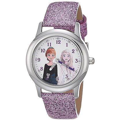 Disney Frozen Kids' Stainless Steel Time Teacher Analog Quartz Strap Watch, Purple