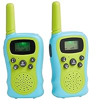 Amazon Basics Kids Walkie Talkie Set, Range Extending Set of 2, for Camping or Birthday Toys, Green and Blue