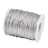 Pandahall Rattail Satin Cord 1.5mm Gray Polyester Trim Thread for Chinese Knot Kumihimo Macramé Scrapbooking Jewelry Making DIY Crafts Supplies 109yard