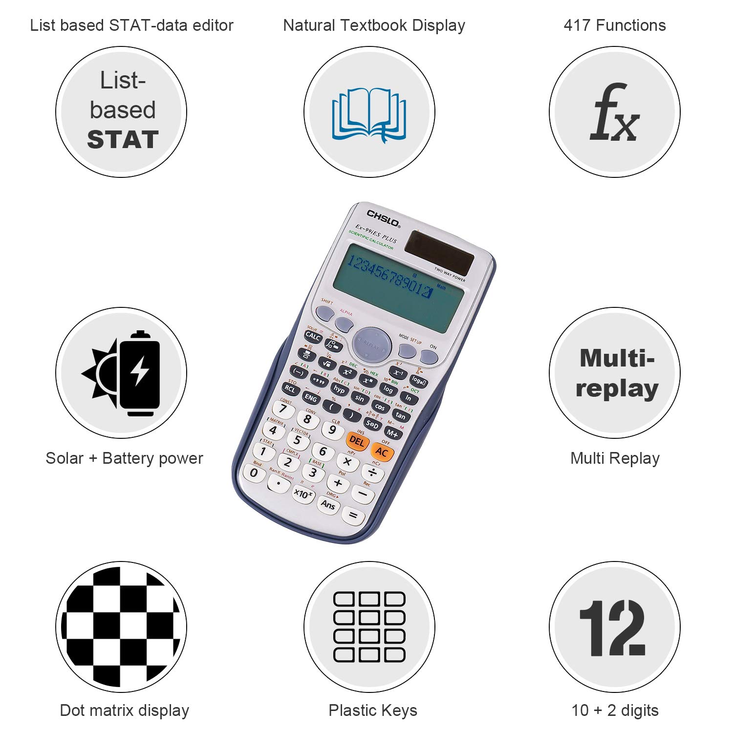 JAWOO Scientific Calculator Function Engineering Calculator with Cover for College and Business