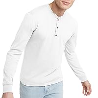 Hanes Originals Men's Henley T-Shirt, Long Sleeve Cotton Henley Tees for Men