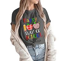 100 Days of School Shirt Womens Graphic Tshirts Funny Inspirational Teacher Shirt Novelty Short Sleeve Tee Top