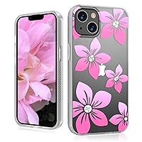 MYBAT PRO Slim Cute Clear Crystal Mood Series Case for iPhone 13 Case, 6.1 inch, Stylish Shockproof Non-Yellowing Protective Cover for Women Girls, Bling Diamond Flower Pattern, Pink Blossom