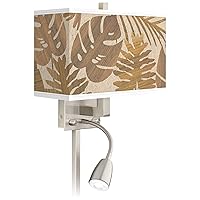 Tropical Woodwork LED Reading Light Plug-in Sconce with Print Shade