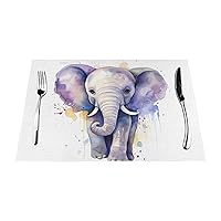 PlacematsCute Baby Elephant Watercolor Printed Dining Table Placemats Washable Dining Table Mats Heat-Resistant Easy to Clean Non-Slip Indoor Or Outdoor Use
