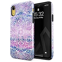 Compatible with iPhone Xr Case Henna Mandala Pattern Paisley Flowers Hindi Pattern Mehendi Landscape Nature Shockproof Dual Layer Hard Shell + Silicone Protective Cover