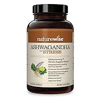 NatureWise Ashwagandha for Stress - With KSM-66 Ashwagandha Extract + GABA + L-Theanine + Rhodiola Rosea - Herbal Stress Support Supplement - Vegan, Non-GMO, Gluten-Free - 60 Capsules[1-Month Supply]