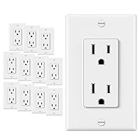 ELECTECK 12 Pack Standard Decorator Electrical Wall Receptacle Outlet, 15A 125V, 2 Pole 3 Wire, Non-Tamper Resistant, Wallplate Included, Residential and Commercial Use, UL Listed, White