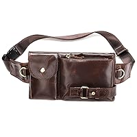 Jeph Lan Men’s Leather Waist Pack Fanny Bag Women Casual Cell Phone Pocket Chest Purse for Outdoor Travel Sports Running Hiking Camping