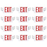 12 Pack LED Exit Signs with Emergency Lights, Double Sided Adjustable LED Emergency Combo Light with Backup Battery, Hard Wired, Commercial Grade, 120-277V, Fire Resistant (UL 94V-0)