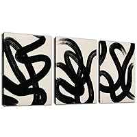 arteWOODS Wall Art Canvas Set Abstract Lines Pictures Modern Mid Century Boho Wall Decor Minimalist Abstract Black Stroke Lines Canvas Painting Artwork Living Room Bedroom Home Office 12