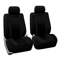 FH Group Front Set Cloth Car Seat Covers for Low Back Car Seats with Removable Headrest, Universal Fit, Airbag Compatible Seat Cover for SUV, Sedan, Van, Black
