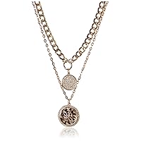 GUESS Gold-Tone Double Layer Coin Pendant Chain Necklace Set