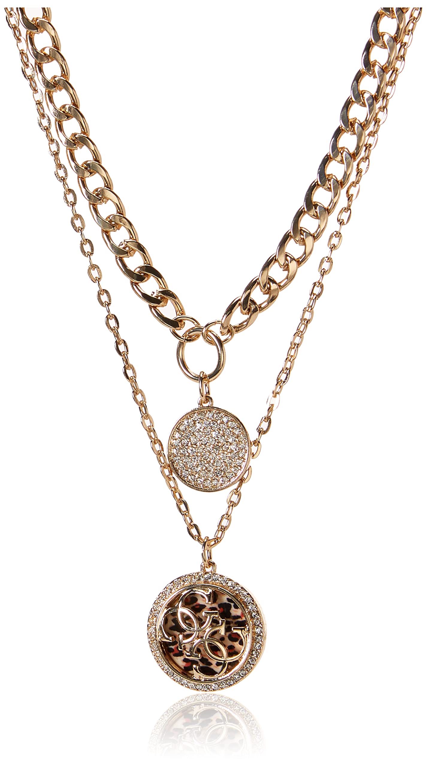 GUESS Gold-Tone Double Layer Coin Pendant Chain Necklace Set