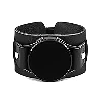 Leather wide cuff band 20mm 22mm Compatible with Samsung Galaxy Watch Classic Active Gear S2 S3 and other Smart watches with a classic lug, Handmade UA 2240 (other colors & sizes)