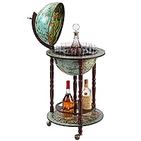 Design Toscano SJ360015 Sixteenth Century Cielo Replica Globe Bar Liquor Cabinet, 18 Inches Diameter, 36 Inches Tall, MDF, Hardwood and Paper, Blue Finish