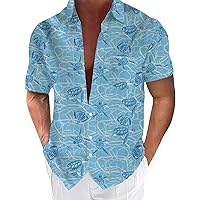 Funny Hawaiian Shirts for Men Short Sleeve Lapel Loose Comfy Cuban Shirts Fashion Printed Summer Island Vocation T-Shirts