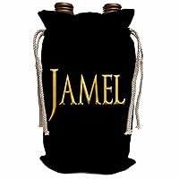 3dRose Jamel classic boy baby name in America. Yellow on black charm - Wine Bags (wbg_356432_1)