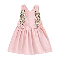 Toddler Kids Baby Girls Summer Casual Sleeveless Back Embroidered Dress Party Dress Girls Christmas Dresses Plaid