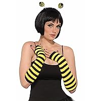 Forum Novelties, Bee Wear Fingerless Gloves, Black, Yellow, Standard