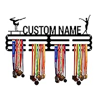 Custom Gymnastics Medal Hanger Display Holder Rack for Awards and Ribbons,Personalized Name Sports Medal Holder Display Rack Black Metal Shelf for Wall Decor Birthday Gift for Kids Boys Girls Adults