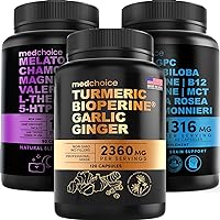 MEDCHOICE Turmeric & Ginger (120ct), Sleep Melatonin (90ct), and Nootropic Brain (60ct) Supplement Bundle - Wellness Trio for Brain, Sleep, & Immune Support - Vegan, Non-GMO, Gluten-Free