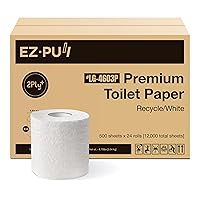 Premium Recycled 2-Ply Embossed Standard Core Toilet Paper/Bath Tissue/Septic Safe/Unscented, 500 Sheets x 24 rolls