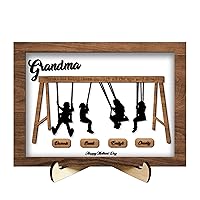 Personalized Swing Set Sign Wooden Sign with Kids Name,Mothers Day Gifts for Mom from Grandma Son Daughter,Custom Swinging Wooden Plaque