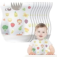 Disposable Bibs 30PCS Baby Bib Waterproof for Toddlers with Food Catcher Pocket - Individually Packaged