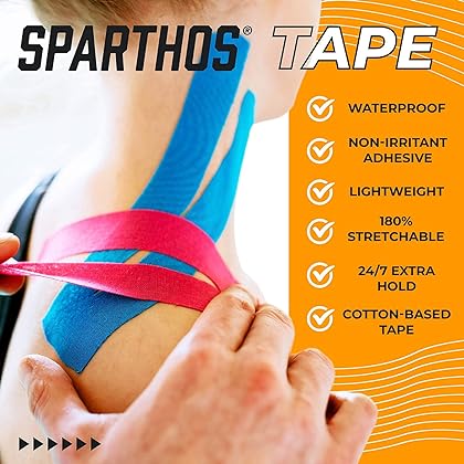 Sparthos Kinesiology Tape - Incredible Support for Athletic Sports and Recovery - Free Kinesiology Taping Guide! - Uncut 2 inch x 16.4 feet Roll