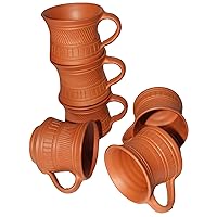 Handmade Clay Cups 6 Pieces 120ml Handmade Kitchen Eco Friendly Pottery (spkc-2)