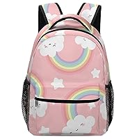 Cloud Rainbow Backpack Casual Travel Laptop Backpack Adjustable Strap Daypack Carry on Backpack for Men Women