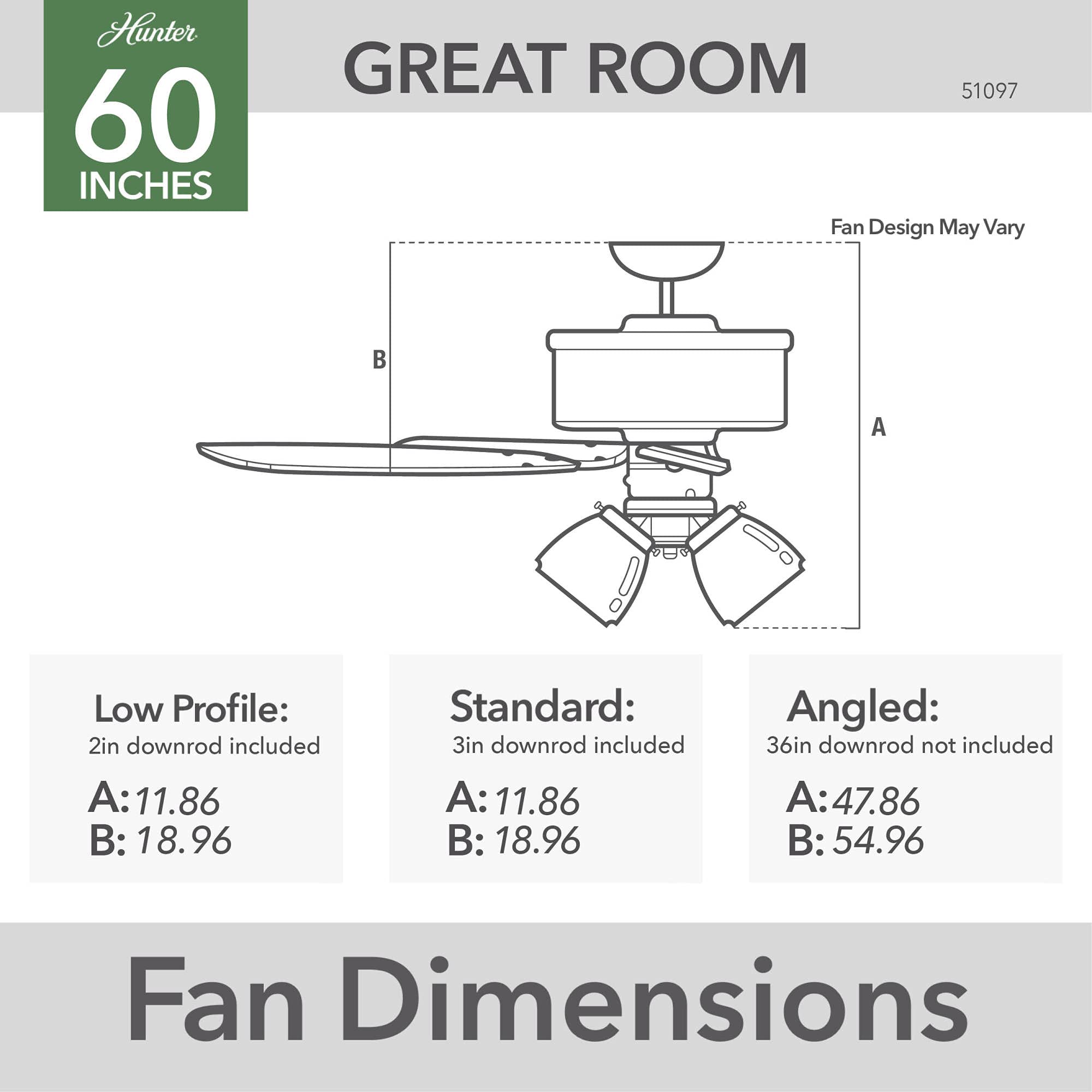 Hunter Fan Company 51097 Crestfield Ceiling Fan, 60, Brushed Nickel