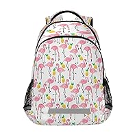 ALAZA Pink Flamingo Yellow Pineapple Backpacks Travel Laptop Daypack School Book Bag for Men Women Teens Kids